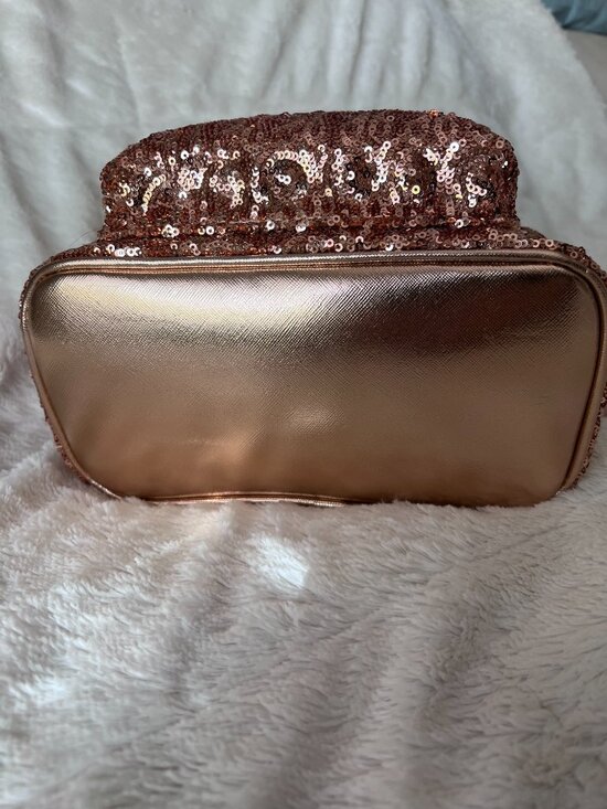 Disney Parks Loungefly Rose Gold Sequin Minnie Mouse Mini Backpack Bow Ears main image 6